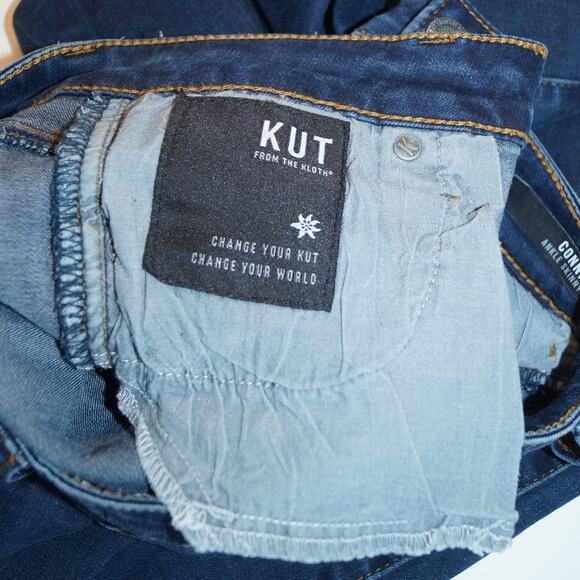 Kut from the Kloth Connie‎ Ankle Skinny Dark Wash Staggered Raw Hem Mid Rise 4 - Picture 12 of 12